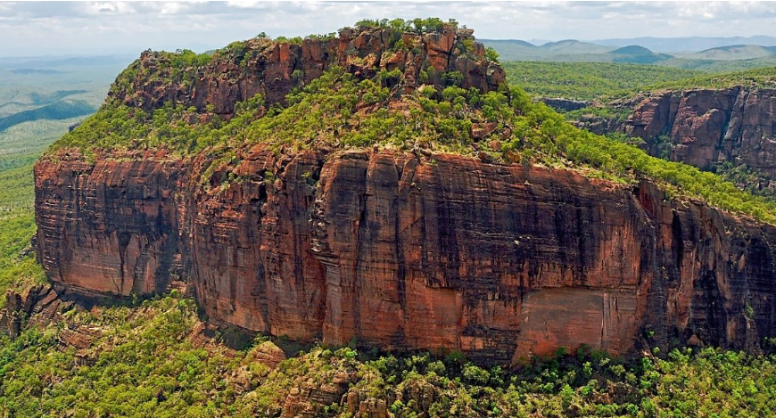 The giant red rock in Far North Queensland that is Mt Mulligan.