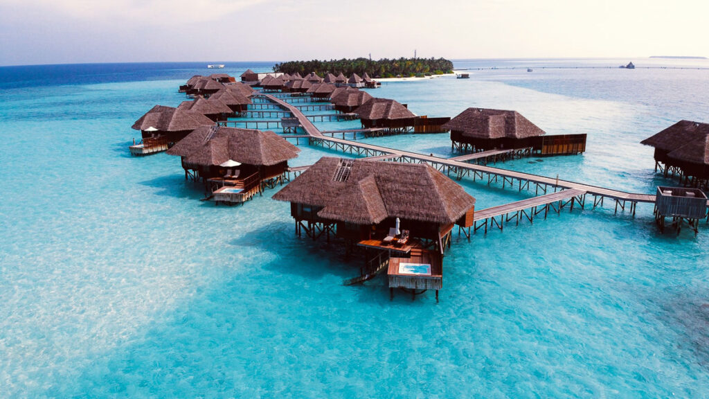 Overwater villas in the Maldives.